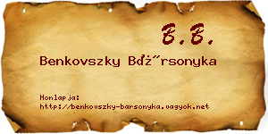 Benkovszky Bársonyka névjegykártya